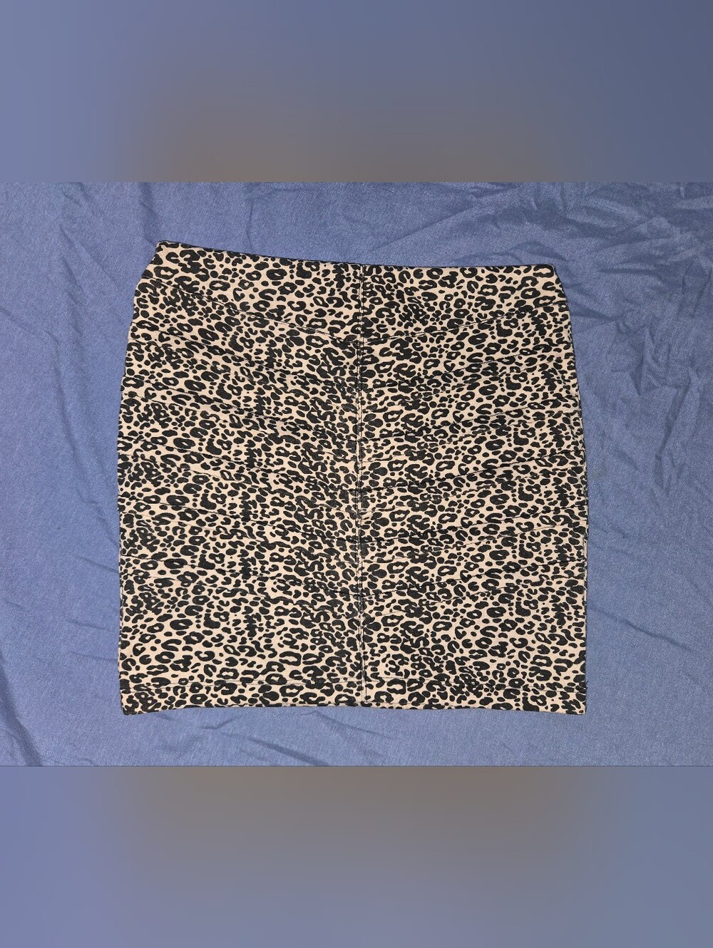 Leopard Print Mini Skirt - Beige and Black Size Medium